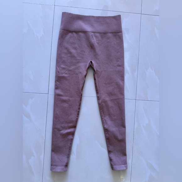 Everlane Leggings Womens M/L Lilac Purple Seamless Ribbed Lounge yoga gym - Picture 6 of 15